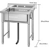 Commercial Stainless Steel Freestanding Utility Sink, Heavy-Duty Multi-Purpose Sink for Garage, Laundry Room, Restaurants and Bars, Easy-to-Clean - 3 of 4