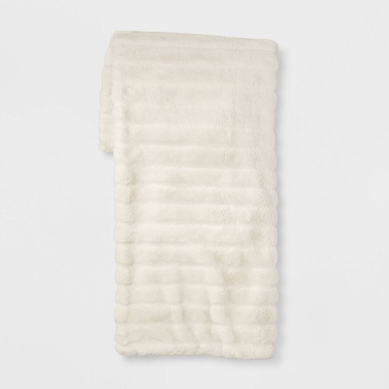 Textured Faux Fur Reversible Throw Blanket - Threshold™, 1 of 8