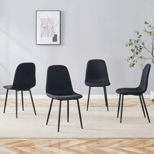 Dining Chair Set Of 4,Linen-Cotton Dining Chair With Metal Legs,Luxury Simple Armless Chairs,Dining Chair For Living Room-Cuddlewood - 1 of 4