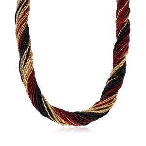Ross-Simons Italian Red, Black and Gold Murano Glass Bead Torsade Necklace in 18kt Gold Over Sterling - 1 of 4