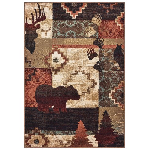 Weston Rustic Patchwork Area Rug Brown/Rust - Captiv8e Designs - image 1 of 3