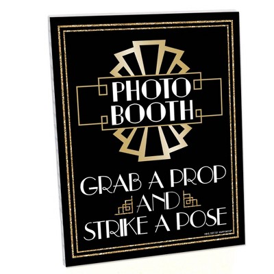 Big Dot of Happiness Roaring 20's Photo Booth Sign - 1920s Art Deco Party Decor - Printed on Sturdy Plastic - 10.5 x 13.75" Sign with Stand - 1 Piece