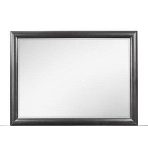 HomeStock Grey Framed Mirror with Clean Lines – Contemporary Bedroom Mirror with Simple Wooden Border - 1 of 4