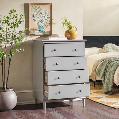 Gray Oak Freestanding Modern 4-Drawer Dresser