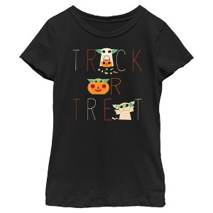 Girl's Star Wars The Mandalorian Halloween Grogu Trick or Treat T-Shirt - 1 of 4