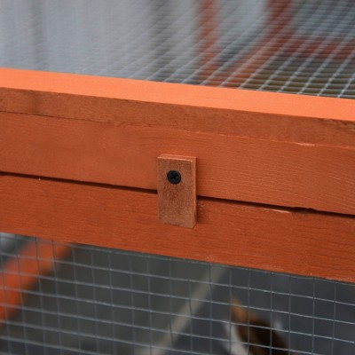 Large Natural Fir Wood Outdoor Rabbit Hutch with Lockable Doors