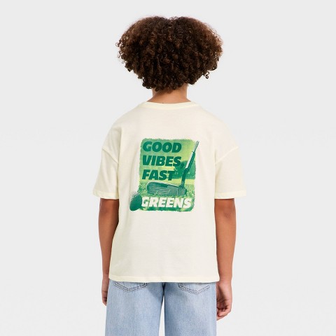 Детские Cat & Jack Boys' Short Sleeve Golf Oversized Graphic T-Shirt - Cat & Jack™ Off White M