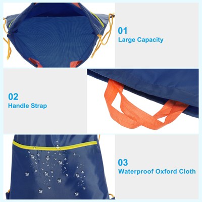 Unique Bargains Waterproof Adjustable Zip Pocket Drawstring Gym Backpack Bag for Women Men Orange — фото 3