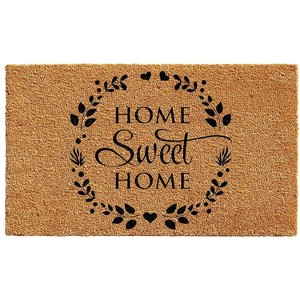 HomeRoots 17" X 29" Natural and Black Coir Home Sweet Home Outdoor Door Mat - 1 of 3