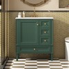 Gulches 30 Inches 1 Sink Freestanding Gray Bath Vanity with White Ceramic Top 3 Drawers Cabinet - 2 of 4