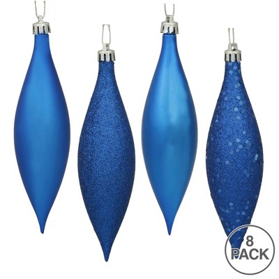 Blue Shatterproof Plastic Finial Drop Christmas Ornaments Set