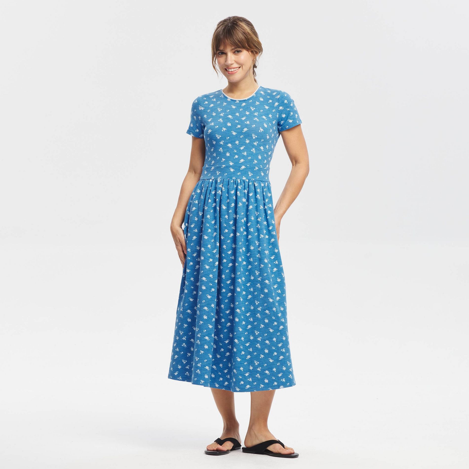 Women's Short Sleeve Lace Trim Knit Dress - Universal Thread™