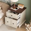 Gulches Vintage Nightstand with 2 Drawers & Roman Column Legs - 20.47'' Solid Wood Bedside Table, Antique White End Cabinet - 4 of 4