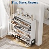 Shoe Storage Cabinet with 2 Flip Drawers, Freestanding Shoe Organizer with Metal Legs, Adjustable Shelf Narrow Shoe Rack - 3 of 4