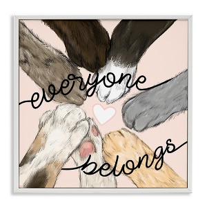 Stupell Industries Everyone Belongs Inclusivity Phrase Pet Cat Paws Framed Giclee Art, White, 12" x 12" - 1 of 4