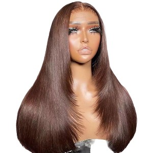 Jessie's Wig 16-20 Inch Straight Layered Cut Wig 9x6 Pre Cut Lace Brown Color 1 Pc/Pack - 1 of 4