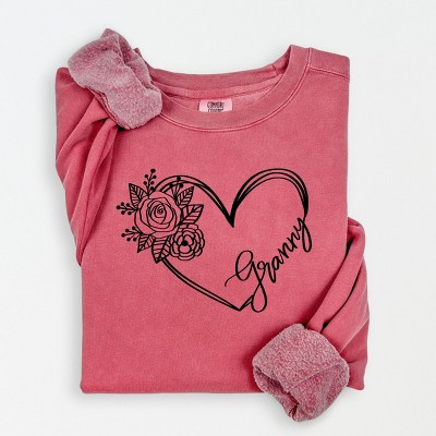 Simply Sage Market Granny Heart Outline Lightweight Garment Dyed Sweatshirt