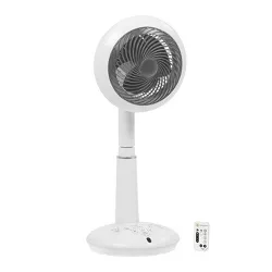 IRIS USA Pedestal Standing Fan, 360 Oscillating Fan, DC Motor Quiet, Remote Equipped 7-in-1 Fan with Timer/ 10 Speed Settings, White