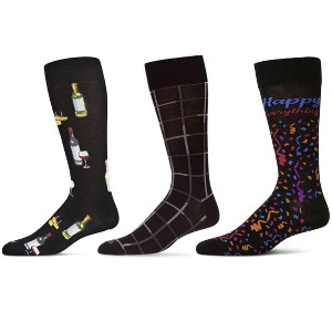 MeMoi 3 Pair Men's Food & Beverage Themed Novelty Crew Socks - 1 of 4