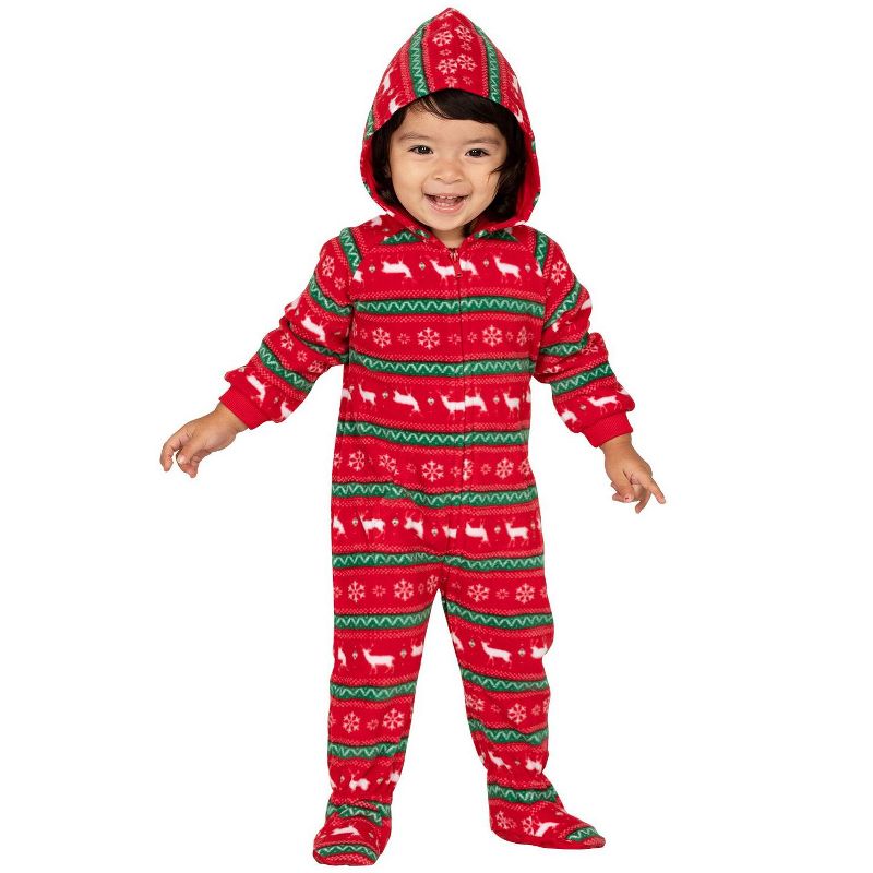 Footed Pajamas - Nordic Christmas Infant Hoodie Fleece Onesie, 1 of 3