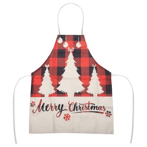 Unique Bargains Christmas Aprons Linen Red Black Beige 21.65"x26.77" 1 Pcs - 1 of 4