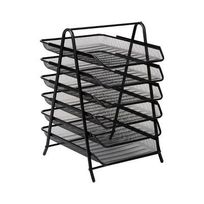 Black Metal Mesh 6-Tier Letter Tray Organizer