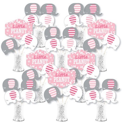  Big Dot of Happiness Pink Elephant - Girl Baby Shower or Birthday Party Centerpiece Sticks - Showstopper Table Toppers - 35 Pieces 