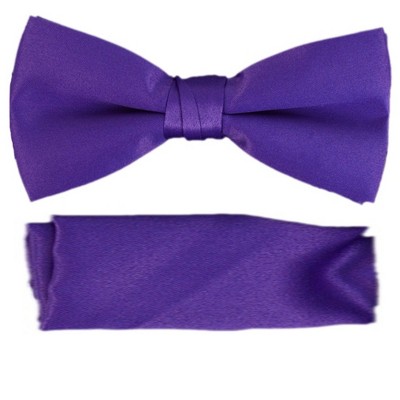 New Men's Solid Pre Tied Bow Tie and Hanky Set