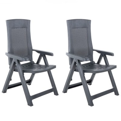 vidaXL Patio Reclining Chairs Set of 2, Anthracite, Lightweight, Adjustable Backrest, Foldable
