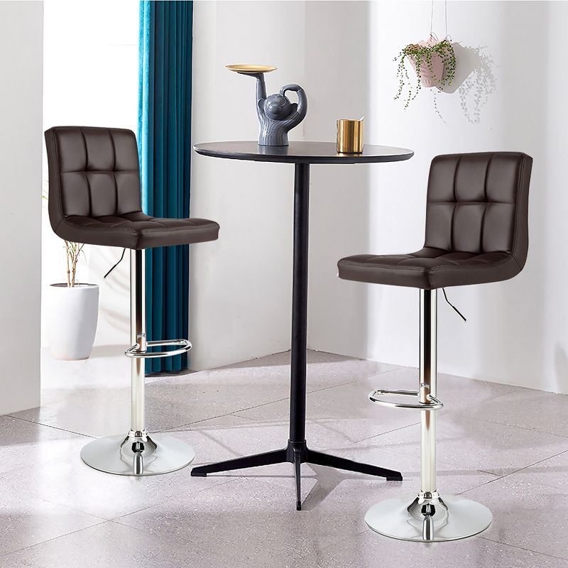 Costway Set of 2 Adjustable Bar Stools PU Leather Swivel Kitchen Counter Pub Chair, 2 of 11