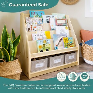 Guidecraft EdQ Book and Bin Display: Children's Wooden Bookcase with Shelves and Storage Bins for Kids' Books and Toys - 1 of 4