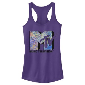 Women's MTV Paisley Print Logo Racerback Tank Top - 1 of 3