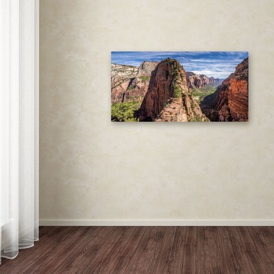 Large Brown and Green Canvas Art of Angel's Landing
