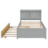 Trundle Bed with Built-in Bookcase Headboard,Wooden Platform Bed with Storage Shelves for Kids Teens,Guest Room-Baofuwish - 3 of 4