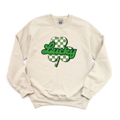 Simply Sage Market Women's Graphic Sweatshirt Lucky Cursive Shamrock