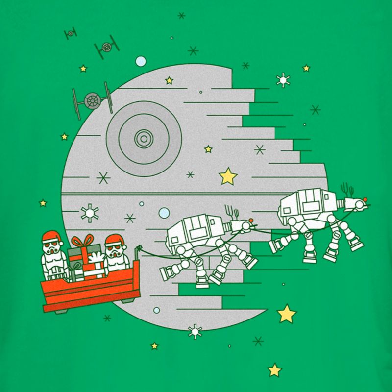 Juniors Womens Star Wars Christmas Death Star Scene T-Shirt, 2 of 5