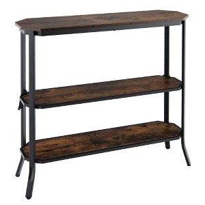 Costway 3-Tier Entryway Sofa Console Table Steel Frame for Hallway Living Room Brown - 1 of 4