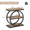 Syemin End Tables Narrow 3-Tier End Table with Storage, Slim Industrial Sofa Side Table, Tall Nightstand with Metal Frame, Brown, 23.62"*11.8"*25.59" - 3 of 4