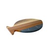 Slickblue Stylish Fish Shaped Acacia Wood & White/Black Marble Board for Serving, Cutting, and Charcuterie, 11.75"x7.75" - 2 of 4