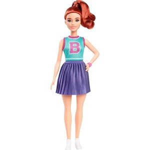 Barbie Fashionistas Doll #232 with Red Hair, Jersey Top and Pleated Purple Skirt - 1 of 4