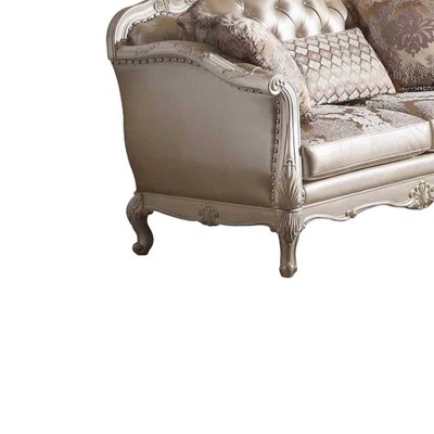 Chantelle 63'' Rose Gold Faux Leather Loveseat with Pillows