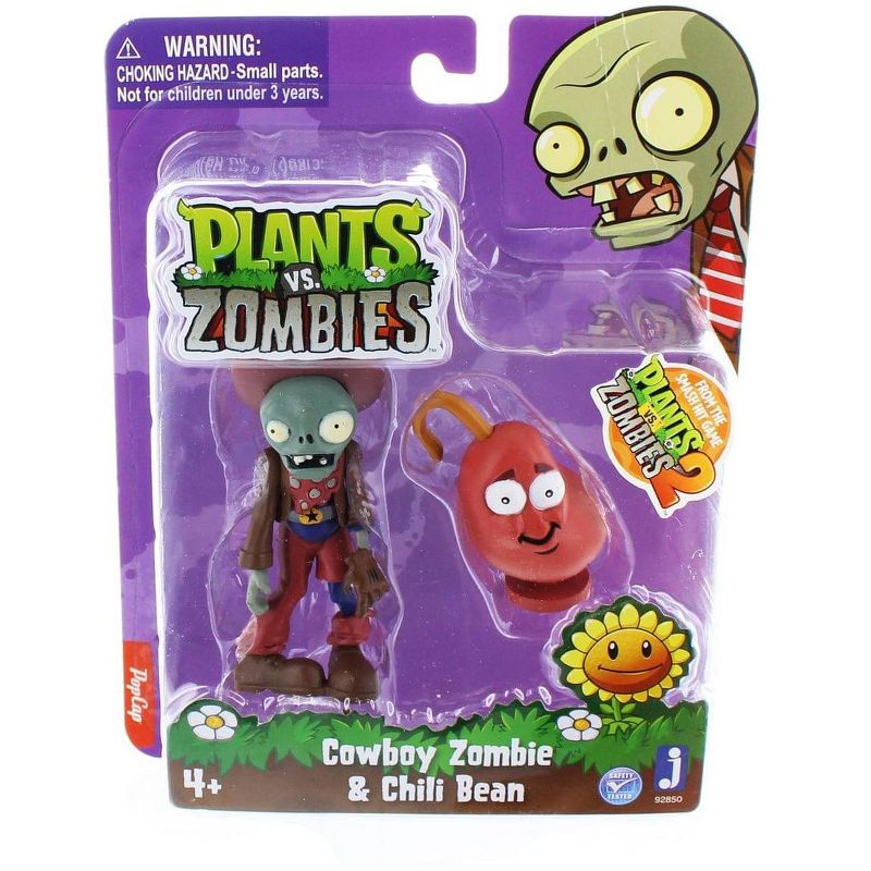 The Zoofy Group LLC Plants Vs Zombies 3" Figure 2-Pack: Cowboy Zombie & Chili Bean, 2 of 4