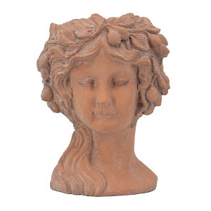 Chery Life Brown Head Bust Planter, Greek Style Cement Head Planter - Indoor Outdoor Home Garden Decor - 1 of 4