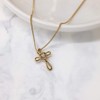 Dicksons Petal Cross with Heart and Jewel-Tone Accent Center Gold-Plated 18-Inch Pendant Necklace - 2 of 3