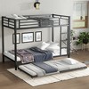 TIRAMISUBEST Metal Bunk Bed with Trundle and Slats Support, Metal Frame Bunk Bedframe with 2 Bulit-in Ladders and Guardrail - 3 of 4