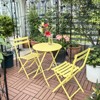 3 Piece Patio Bistro Set of Foldable Round Table and Chairs - 2 of 4