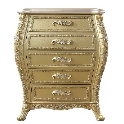 Gold 46" Glam Wood Composite 5-Drawer Chest with Felt Lined Drawers