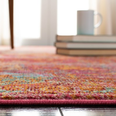 Luxor Fuchsia and Gold Hand-Knotted Runner Rug