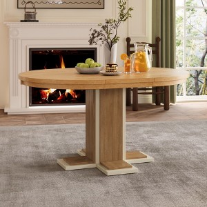 NicBex Round Dining Table 42" Wood Dinette Table with 16-inch Middle Leaf and Double Layer for Kitchen, Dining Room - 1 of 4