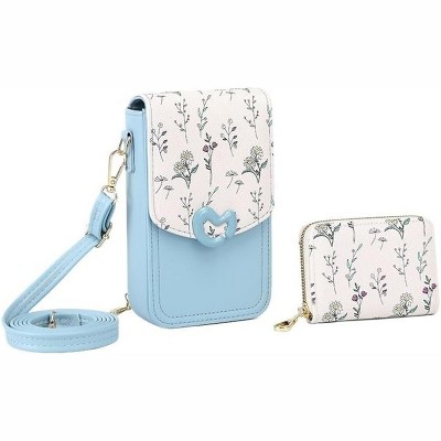 FATMOON Women's Leather Small Crossbody Cell Phone Bag - Adjustable Removable Strap Zipper Shoulder Handbag Purse with Mini Bag